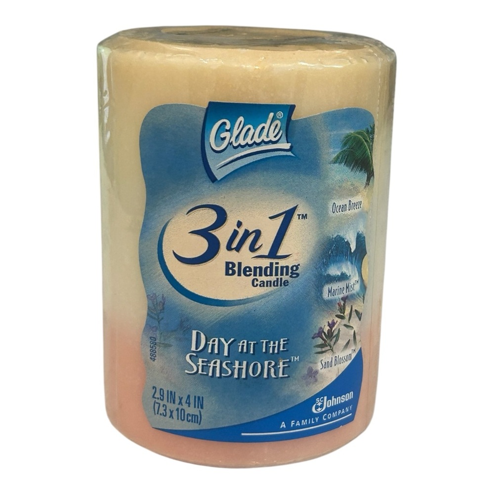 VTG NOS 2004 Glade 3-in-1 Blending Candle Day at the Seashore  2.9"x 4" SUMMER